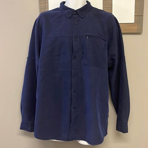 The North Face Men’s Navy Long Sleeve Button Down Modal Blend Shirt- Large - Picture 1 of 15